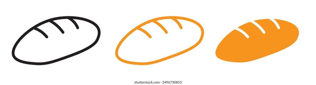 French Bread Icon Set Bakery and Pastry Illustrations for Culinary Projects