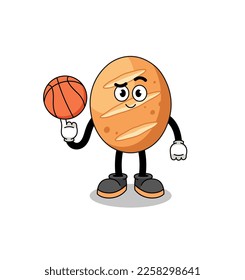 french bread illustration as a basketball player , character design