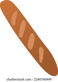 french bread illustration icon, white bread.