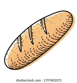 French bread isolated on white background.