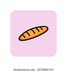 French bread line icon. Loaf, baguette, bake. Food concept. Can be used for topics like breakfast, bakery, pastry.