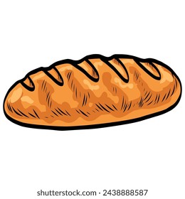 French Bread Loaf Baguette Vector Illustration Art Drawing