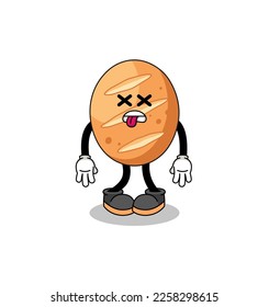 french bread mascot illustration is dead , character design