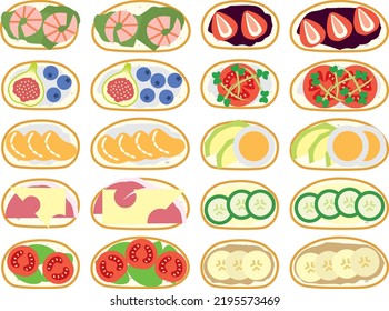 French bread open sandwich illustration
