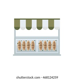 french bread shop icon green, brown color