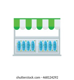 french bread shop icon green, blue color