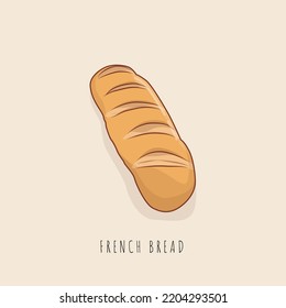 Plantilla de pan francés en diseño de dibujos animados para el diseño de plantillas de publicidad de alimentos