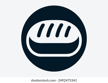 French bread. Vector black and white pictogram. French bread loaf icon in black filled and outlined style. French bread loaf emblem