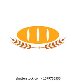 French bread and wheat icon. Flat illustration of baguette bread isolated on white background. Vector illustration