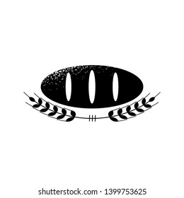 French bread and wheat icon. Flat illustration of baguette bread with grain texture isolated on white background. Vector illustration