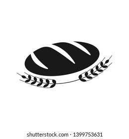 French bread and wheat icon. Flat illustration of baguette bread isolated on white background. Vector illustration