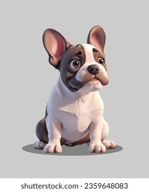 French Bulldog 3D Animation Dog Vector Design