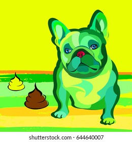 French bulldog background. Vector illustration. Dog, illustration, french