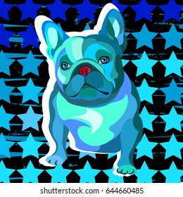 French bulldog background. Vector illustration. Dog, illustration, french