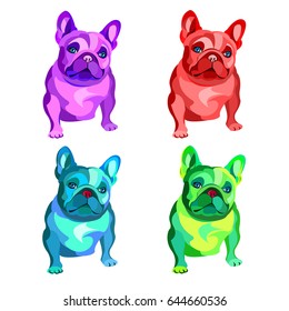 French bulldog background. Vector illustration. Dog, illustration, french