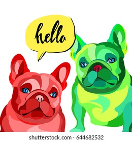 French bulldog background. Vector illustration.  