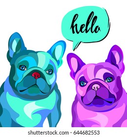 French bulldog background. Vector illustration.  