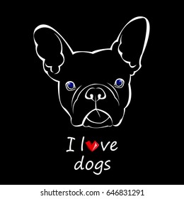 Fondo del bulldog francés. Ilustración vectorial. Perro, ilustración, francés