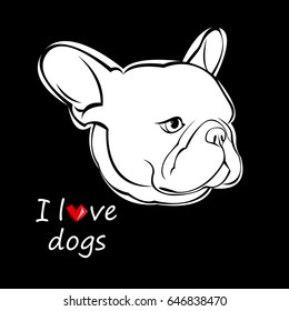 French bulldog background. Vector illustration. Dog, illustration, french