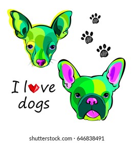 French bulldog background. Vector illustration. Dog, illustration, french