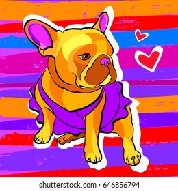 French bulldog background. Vector illustration. Dog, illustration, french