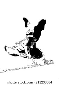 French Bulldog. Black & White. Vector Illustration.