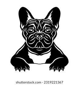 French bulldog breed dog icon on white background.	
