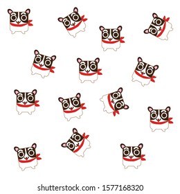 French bulldog cartoon wallpaper, randomly placed, white background.vector cartoon flat.