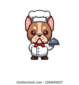 French Bulldog Chef Cute Creative Kawaii Cartoon Mascot Logo