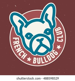 French Bulldog Club Circle Emblem Design. Vector Image.