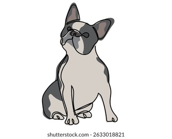 French bulldog in continuous line drawing style.