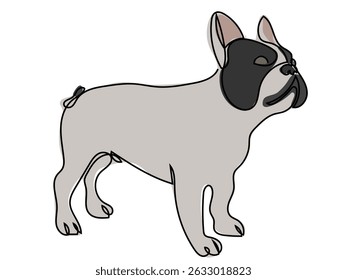 French bulldog in continuous line drawing style.
