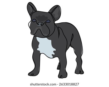 French bulldog in continuous line drawing style.