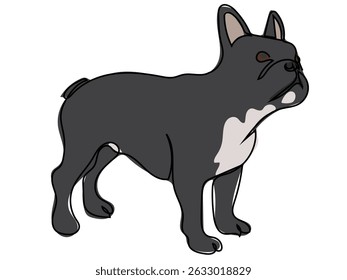 French bulldog in continuous line drawing style.