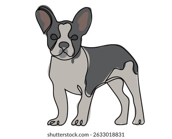 French bulldog in continuous line drawing style.