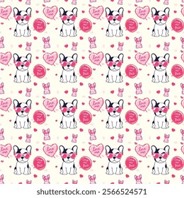 French bulldog cute cartoon Illustration pattern dog lover