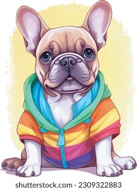 french bulldog, cute costume, Happy Pride Day