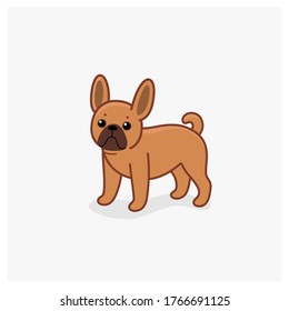 French bulldog. Cute dog character. Vector illustration in cartoon style for poster, postcard.