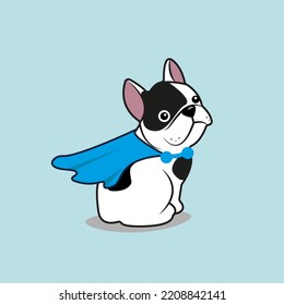 French bulldog cute logo. Vector flat illustration. super hero dog