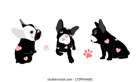 French Bulldog Cute Vector Element Pack