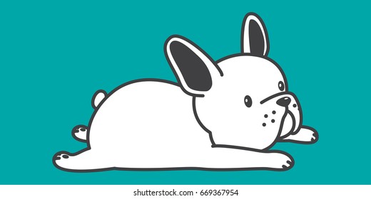 french bulldog dog crouching cartoon vector illustration doodle white