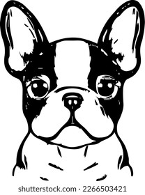 French Bulldog, dog head, vector illustration, black color, vector image