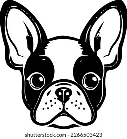 French Bulldog, dog head, vector illustration, black color, vector image