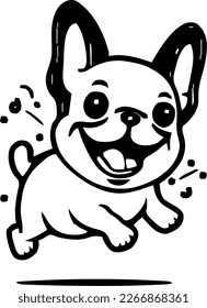 French Bulldog, dog jump and happy, vector illustration, black color, vector image