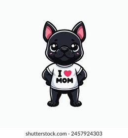 French Bulldog Dog I Love Mom Sticker die cut sticker design