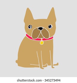 French Bulldog dog on a leash. pretty face. ears, tail