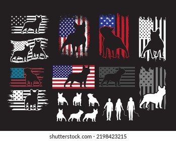 French bulldog dog owner frenchie pet lover EPS USA FLAG BUNDLE art