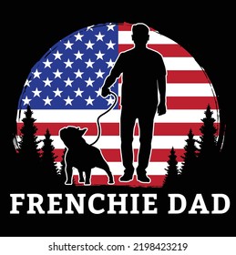 French bulldog dog owner frenchie pet lover EPS flag art sunset DAD