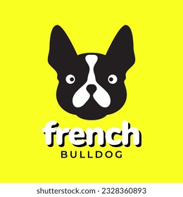 french bulldog dog pets pedigree cute mascot cartoon modern colorful logo vector icon illustration