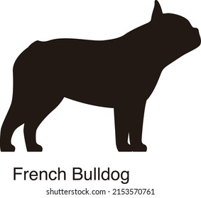 French Bulldog dog silhouette, side view, vector illustration